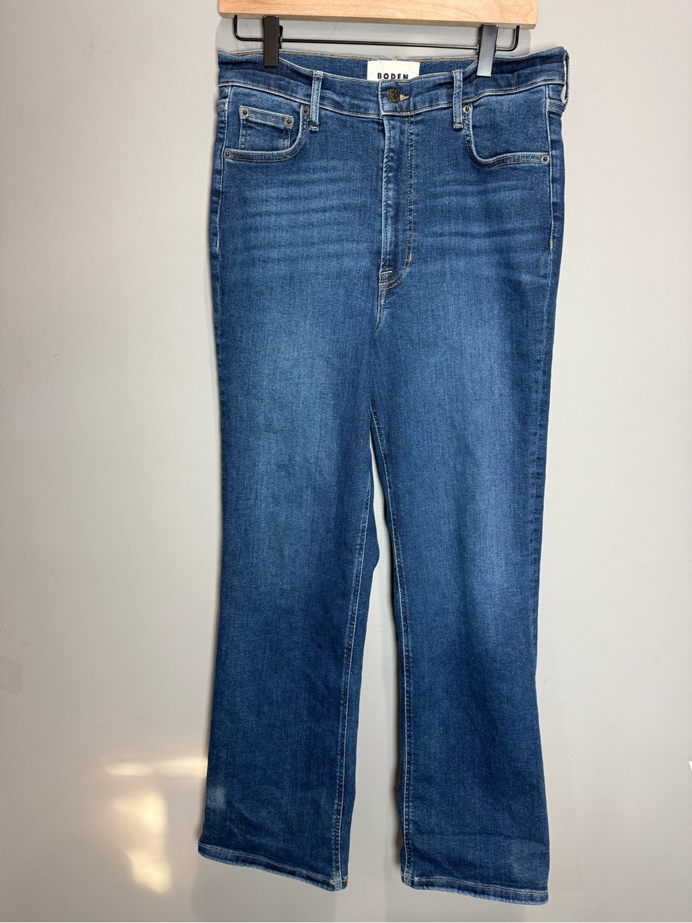 Boden High Rise True Straight Jeans W31 L32 Medium Wash Stretch Denim